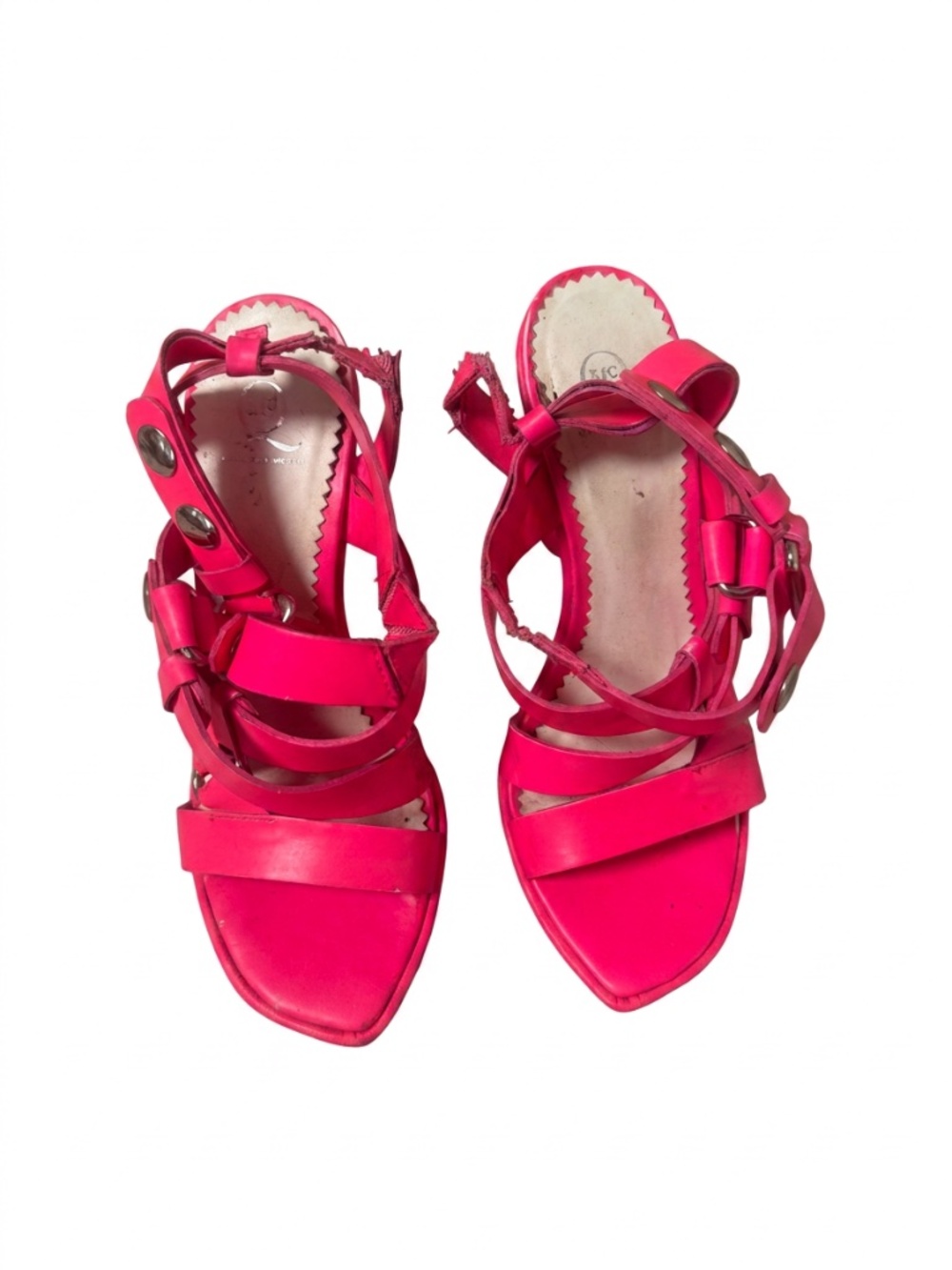 Alexander McQueen Hot Pink Leather Punk Stud Platform Sandals — 38/8
